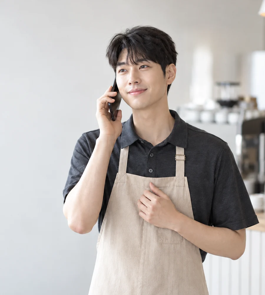 진해 일수 대출 상담을 휴대전화로 안내받는 고객