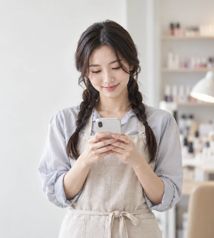 진해 일수 대출 상담을 휴대전화로 안내받는 고객